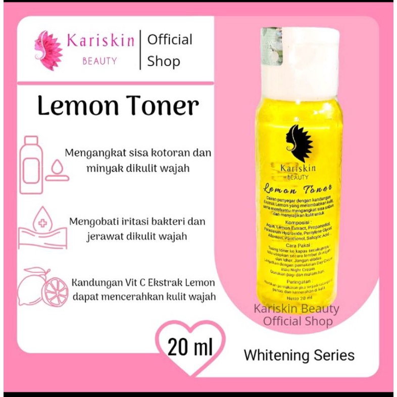 LEMON TONER KARISKIN BEAUTY PERAWATAN SKINCARE TONER PEMUTIH PEMULUS PELICIN KULIT WAJAH