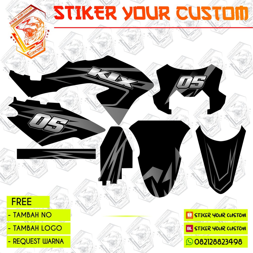 decal stiker striping klx bf grey simple keren
