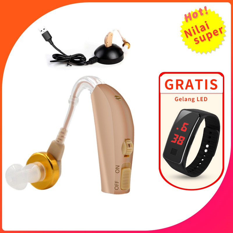 【Jam tangan LED gratis】Alat bantu dengar, alat bantu dengar isi ulang, alat bantu dengar untuk lansi