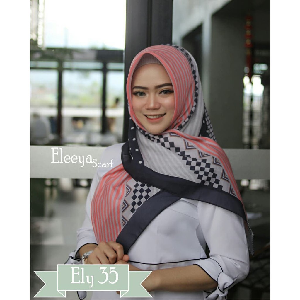 HIJAB SEGIEMPAT MOTIF ELY 35 || Eleeya Scarf