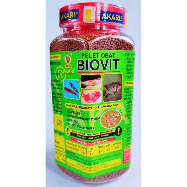 Pelet Obat BIOVIT 350gr 1mm pakan ikan makanan ikan + obat apung