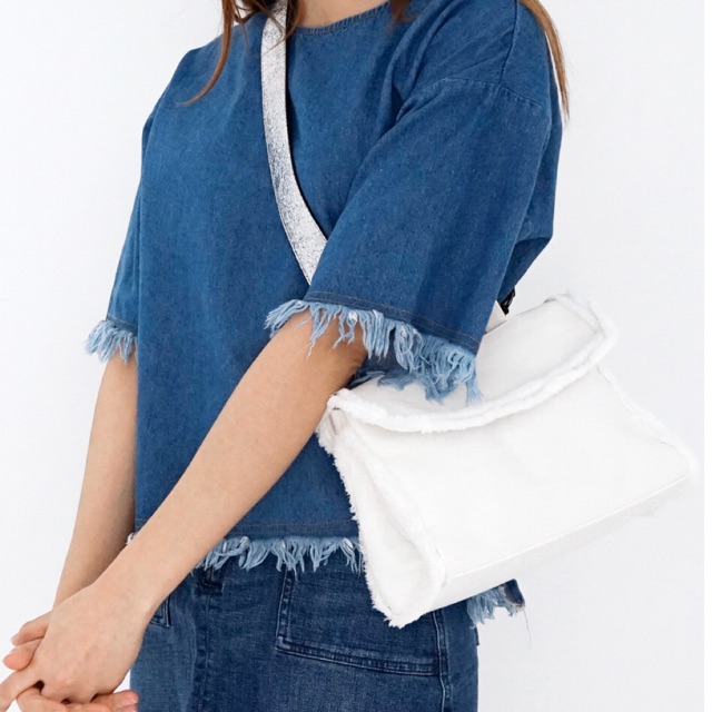 Kwani Frayed Denim Micro White