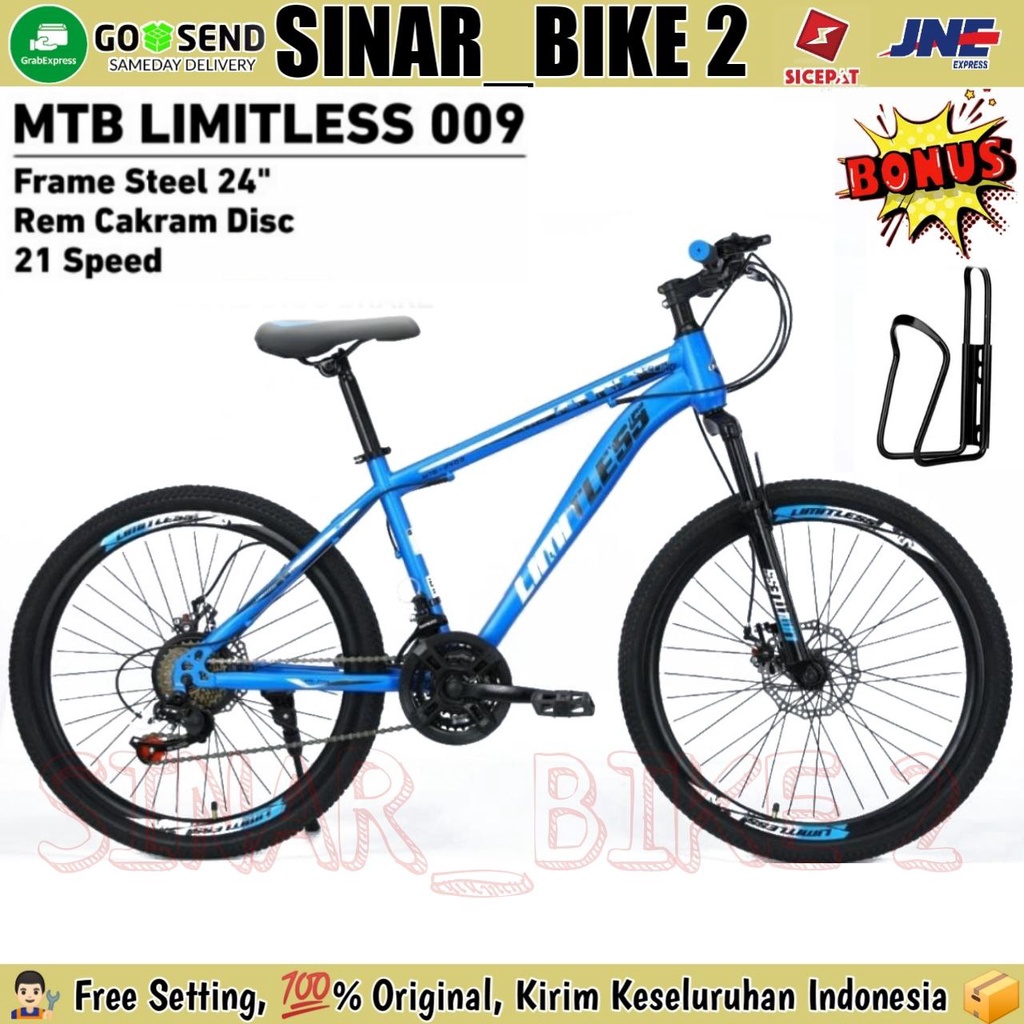 Sepeda Gunung MTB LIMITLESS 009 24 Inch 3x7 Speed Rem Cakram