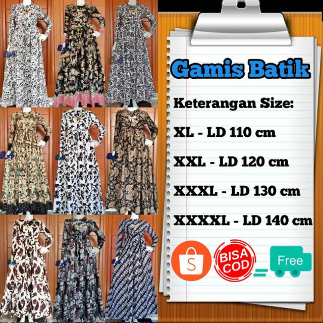 GAMIS BATIK JUMBO LD 110 LD 120 LD 130 LD 140 SUPER JUMBO MOTIF TERBARU 2020 TERLARIS|BISA COD 13