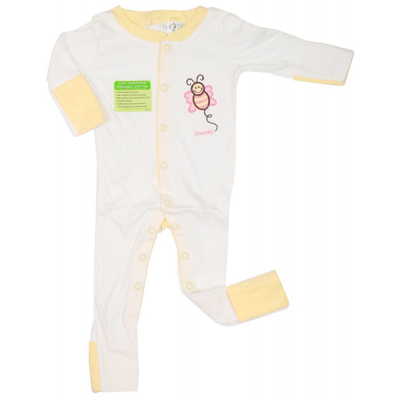 Imochi Sleepsuit Panjang - White Yellow Butterfly