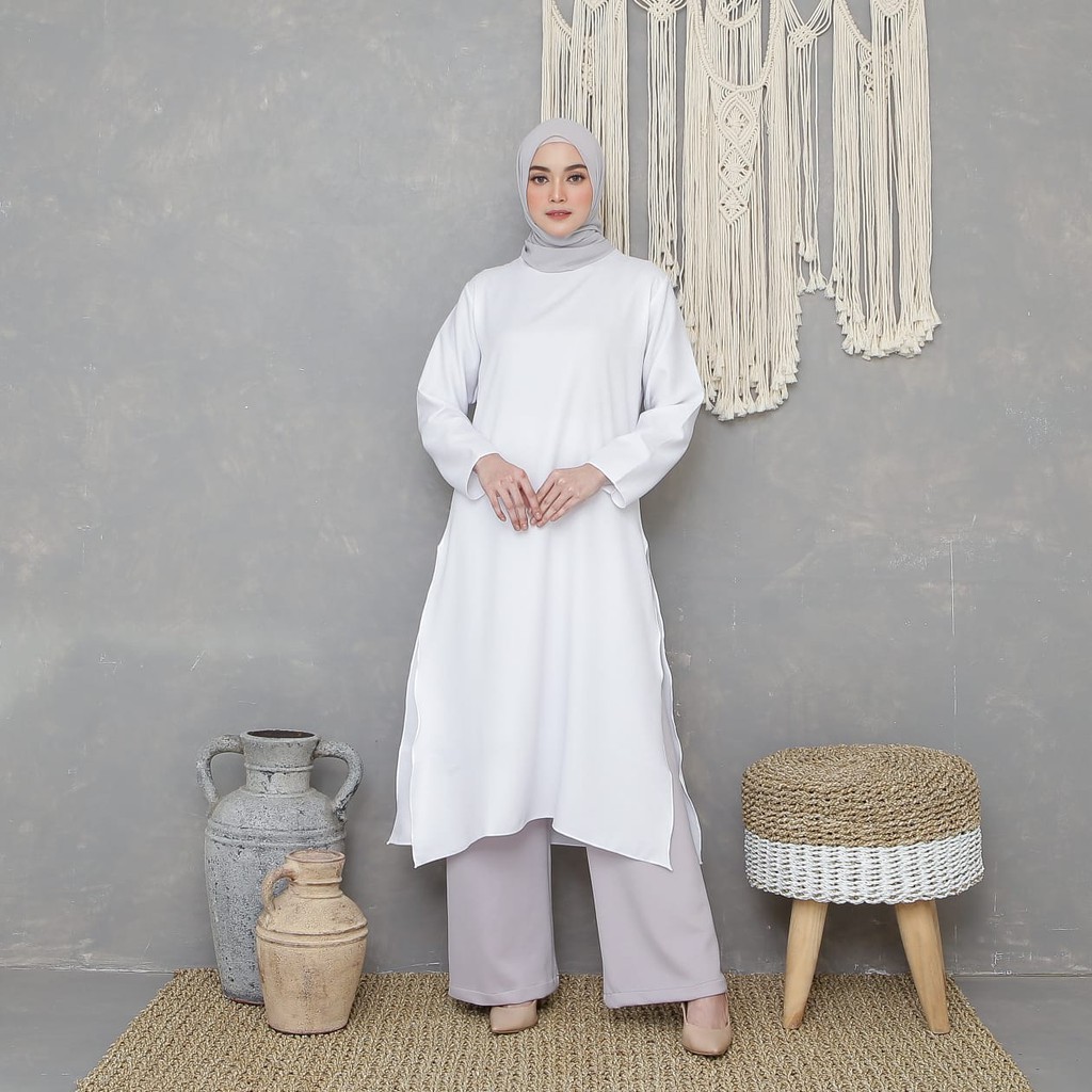 Femes Atasan Tunik Belah Polos / Long Tunik Wanita-7