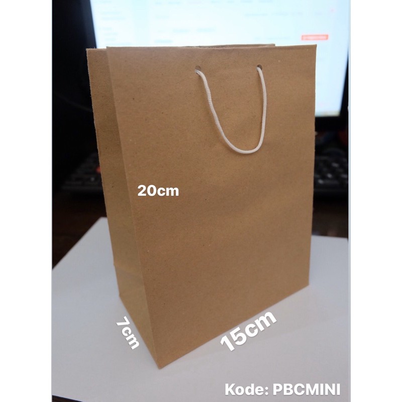 

paperbag mini polos coklat isi 12 size 20x15x7