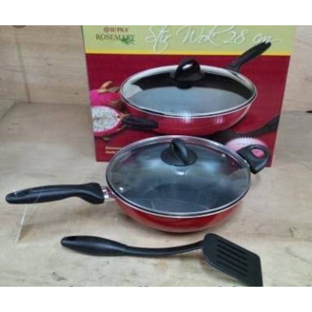 Wajan penggorengan teflon supra 28cm + tutup kaca