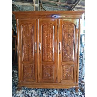 LEMARI PAKAIAN KAYU JATI UKIRAN PINTU SWING Shopee Indonesia LEMARI PAKAIAN KAYU JATI UKIRAN PINTU SWING Shopee Indonesia