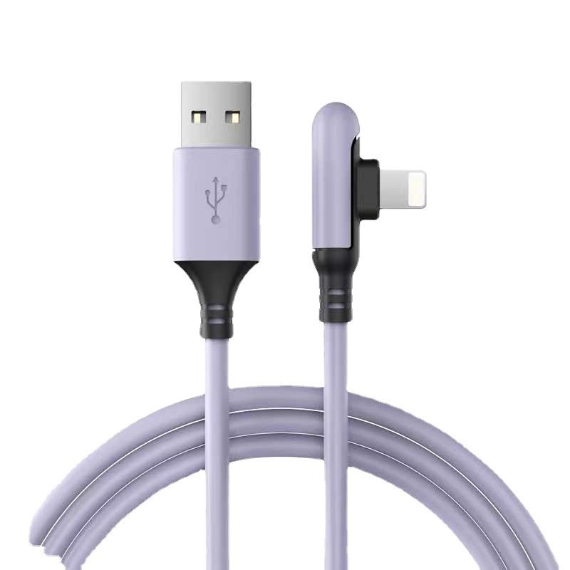 [90 Degree 3A  Fast Charging USB  Cable Cord ][Fast Charging Charger Liquid Silicone Data Cable  Compatible with  iPhone 12 11 Pro Max X XR XS 8 7 6 6s 5 5s ]