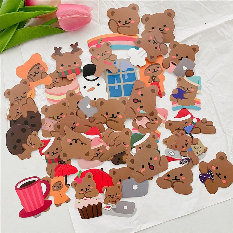 

STIKER VINIL ISI 30 PCS BEAR BROWN BERUANG STICKER ANTI AIR AESTHETIC