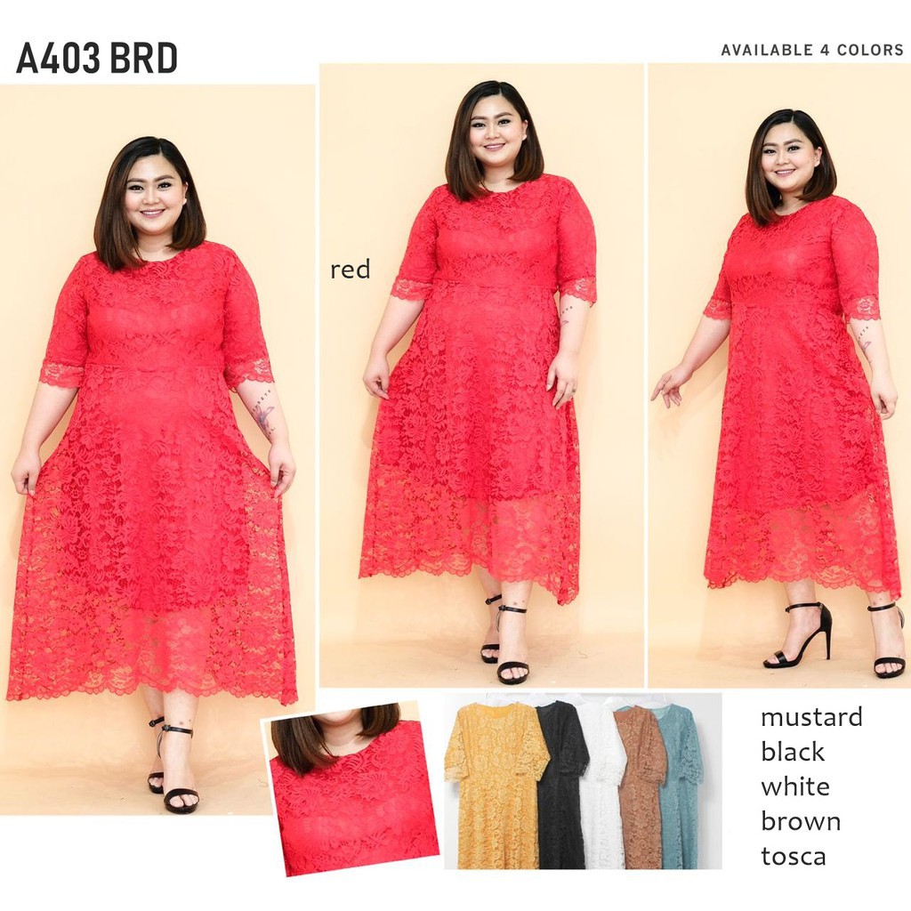 ANNIVERSARY SAHABAT TEMAN CEWEK TERBAIK JUMBO/ Hanbai - Dress Midi Brokat Big size 403