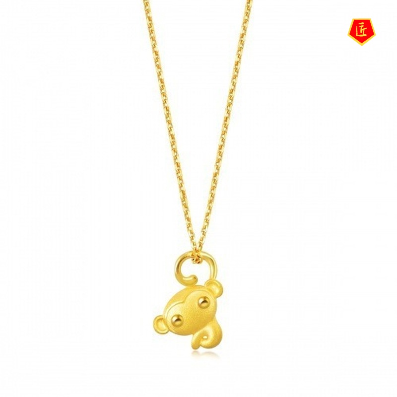 [Ready Stock]Big Eye Monkey Gold Necklace Cute and Graceful