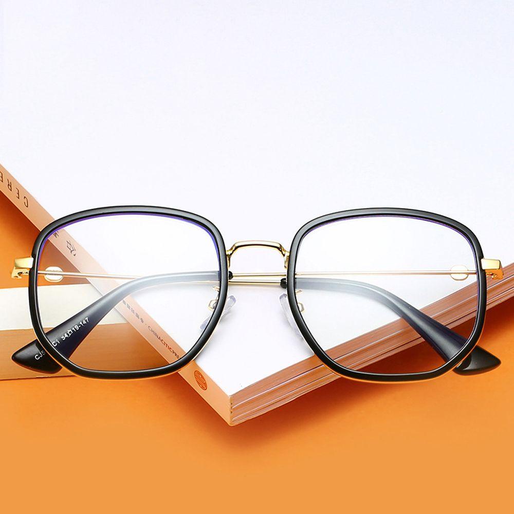 Mxbeauty Kacamata Anti Cahaya Biru Ins Style Fashion Warna Hitam Vintage Square Frame Eyewear