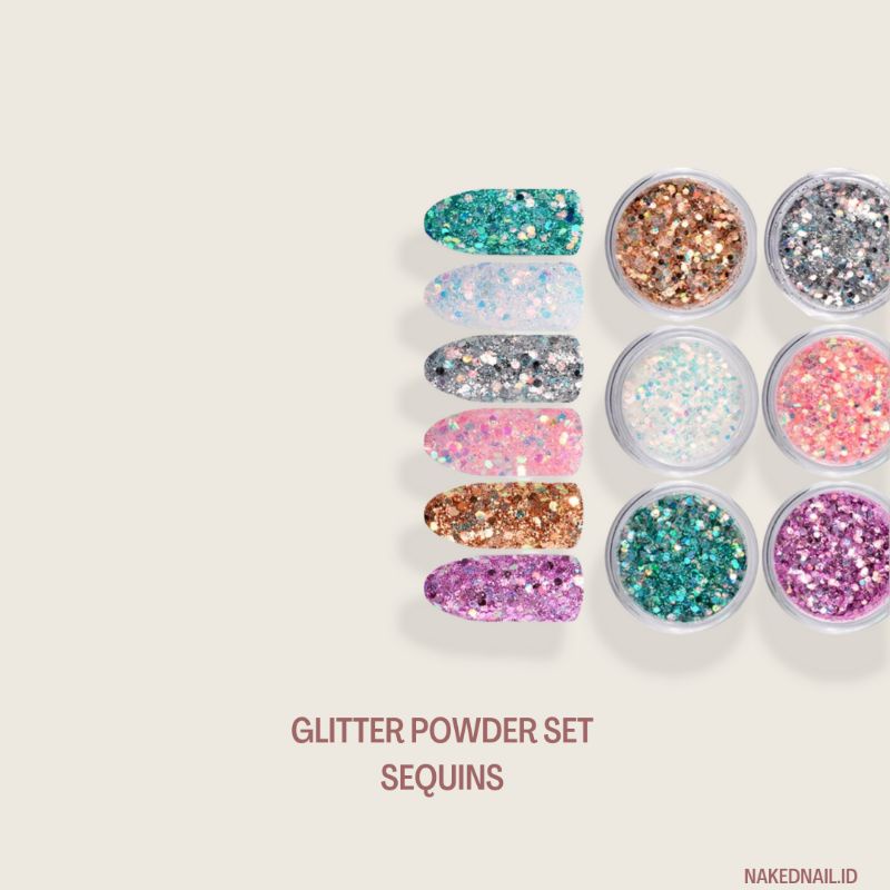 Glitter powder sequins 1 set isi 6 nail decoration nail art
