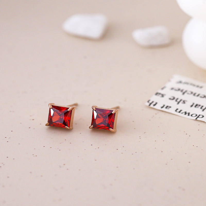 Anting stud zircon warna titanium korea anti karat