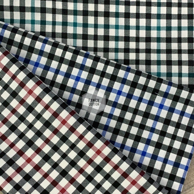 kain katun jepang motif kotak fancy 2 warna