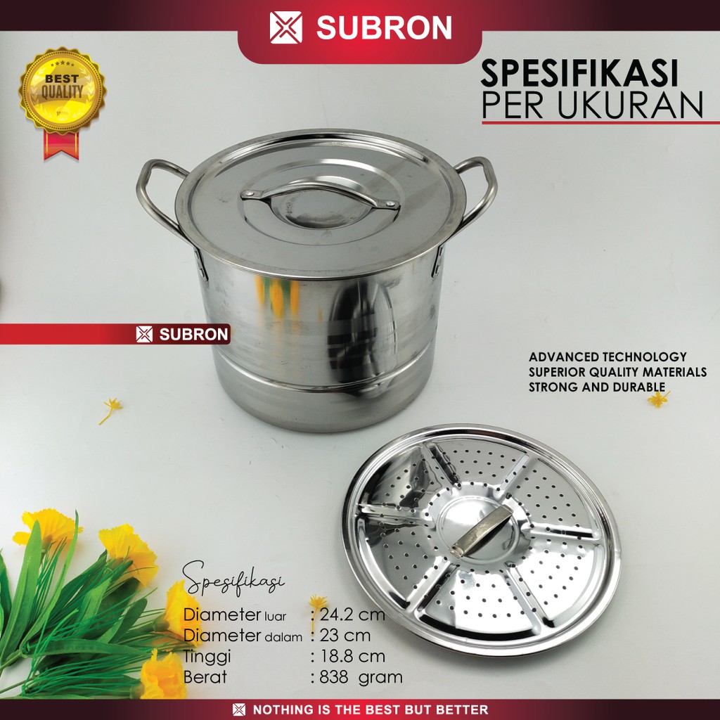 SUBRON SET Panci Kukus Steamer Tinggi Pot Set 4in1 4 pcs Stainless Steel Tebal Stok Pot Big Size