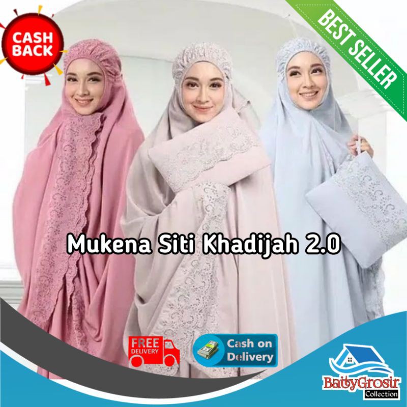 mukena mukenah siti khadijah khodijah original ori premium katun mikro renda bordir wanita dewasa te