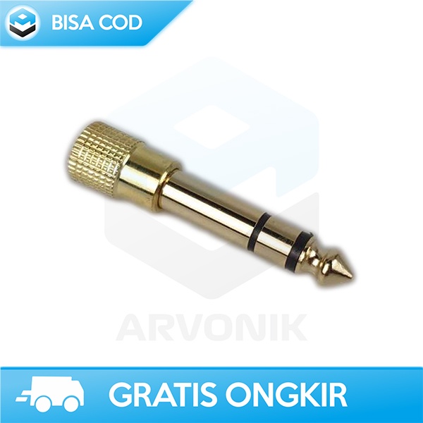 HEADPHONE JACK ADAPTOR JACK AUDIO STEREO 3.5MM-6.5MM 4.5 CM METAL GOLD