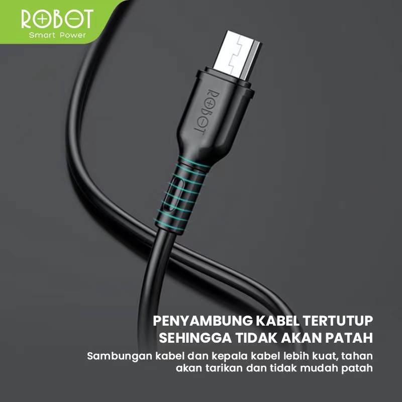 ROBOT Kabel Data RBM100S Android Micro USB 1M Data Cable Original - Garansi Resmi 1 Tahun