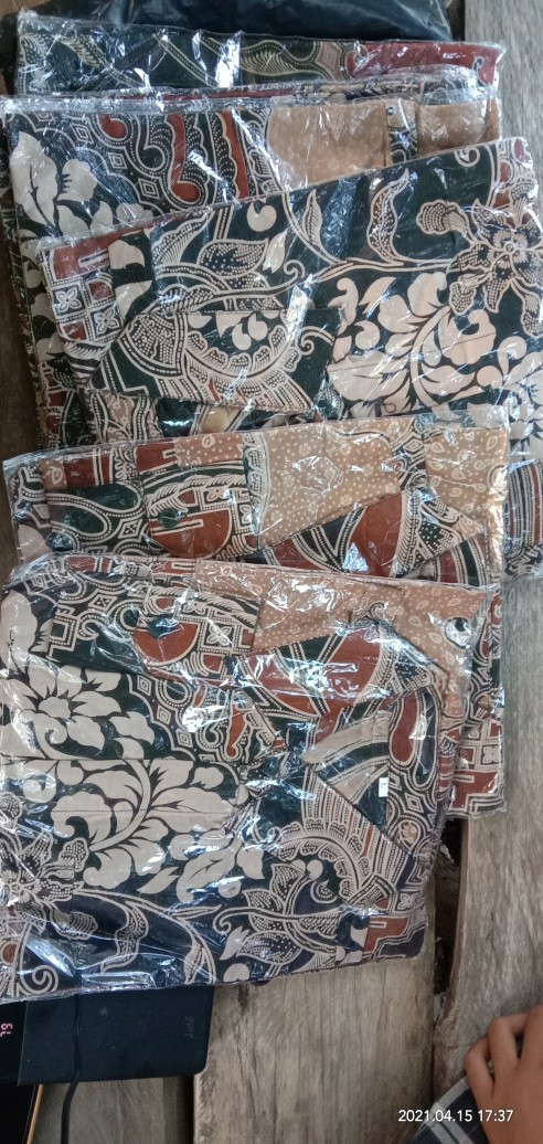 Batik Kalongan Hrb026 Kenongo Kemeja Hem Pendek Padi Pekalongan 58
