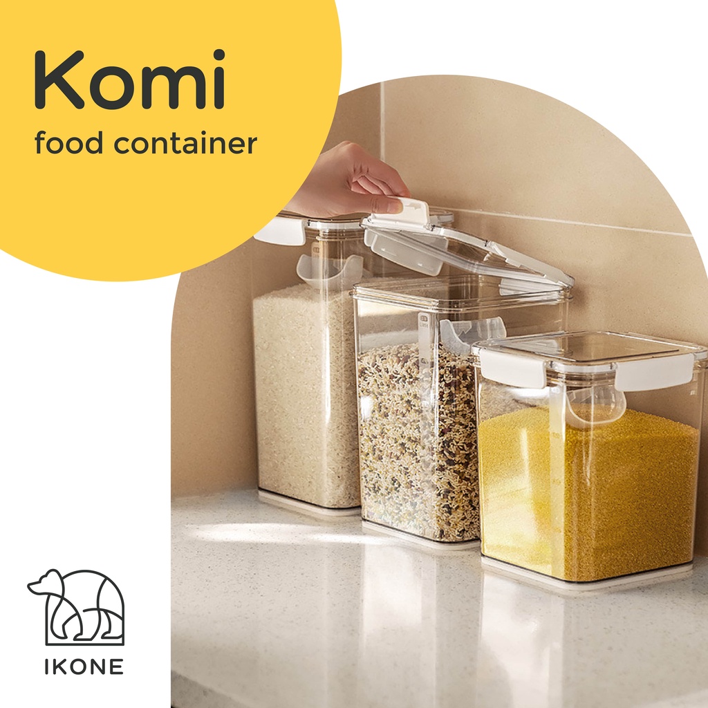 【IKONE】KOMI Kotak toples Penyimpanan Makanan Serbaguna Kedap Udara Food Storage Tempan Penyimpanan Beras Biji Bijian Toples Food Container Kusu Besar