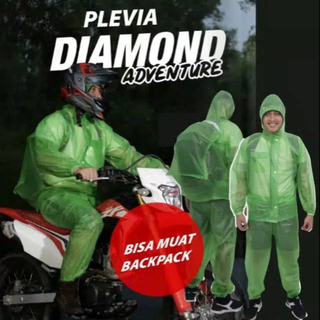 Plevia Diamond Adventure BP7001 / jas Hujan murah Back pack dewasa Pria wanita transparan laris APD jas hujan 7001