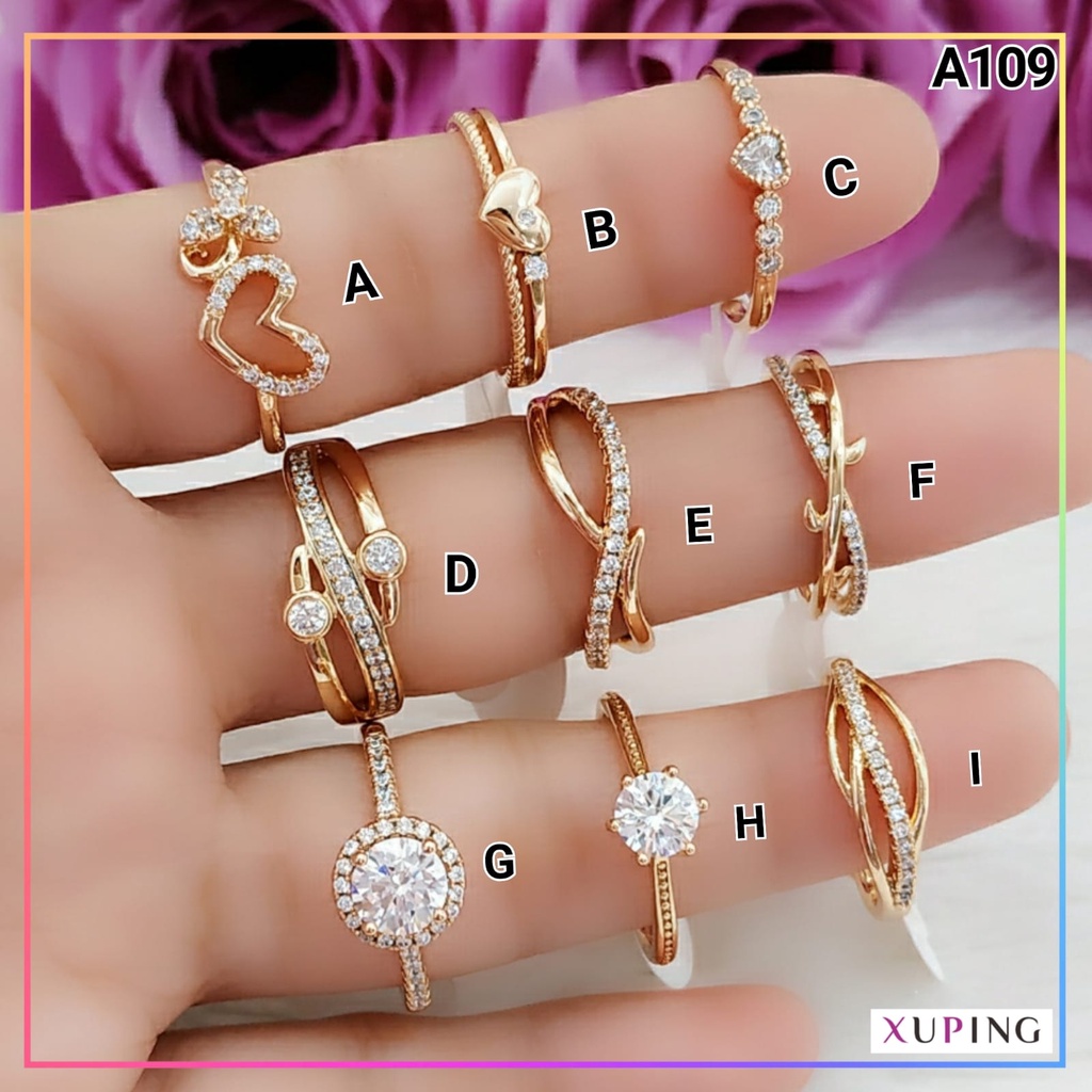 Cincin xuping ori cincin dewasa premium love kupu permata perhiasan lapis emas gold A109