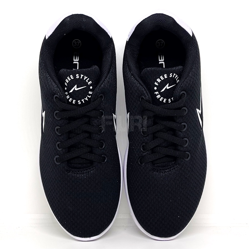 FIURI - Ando Original - BRENNIE 37-40  HITAM PUTIH - Sepatu Kets Wanita - Sepatu Sneakers Wanita - Sepatu Olahraga Sport Wanita - Sepatu Casual - Sepatu Jogging Lari Fitness Gym Senam Wanita - Sepatu Anak Perempuan Cewek -Sepatu Sekolah Bertali SD SMP SMA