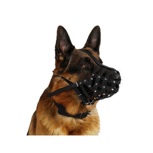 PU Leather Large  Training Dog Muzzle Brongsong Brangus Pelindung Mulut Anjing Besar K9