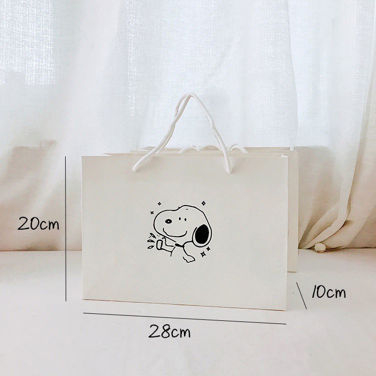 

T10 SNOOPY Girl Heart Snoopy White Card Hard Paper Bag Handbag Korean Packaging Gift Bag