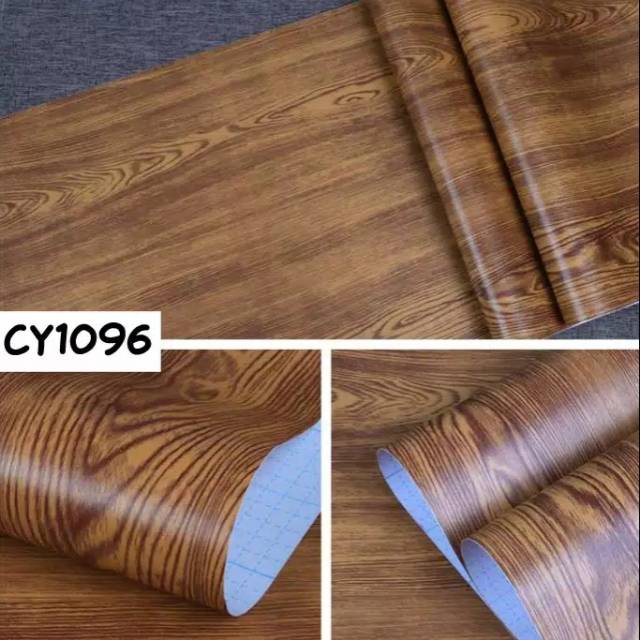 Wallpaper Dinding Sticker Serat Kayu Coklat Muda