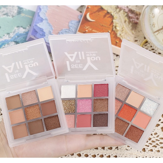 Lameila Eyeshadow Palette 9 Warna Pigmen Glitter 5099