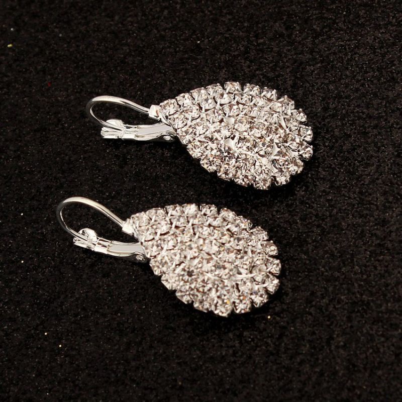 Anting Batu Permata - Anting Pesta - Anting Berlian Wanita Mewah Silver