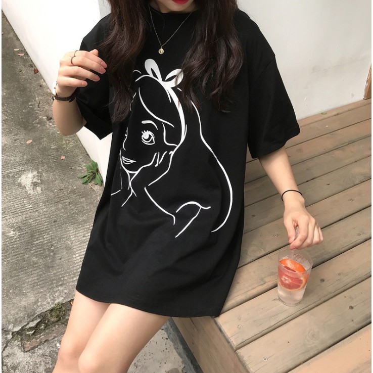 Kaos Longgar T-Shrit Atasan Kaos Wanita Korea Style Kaos T-shirt Fashion Baju Wanita Pakaian Wanita