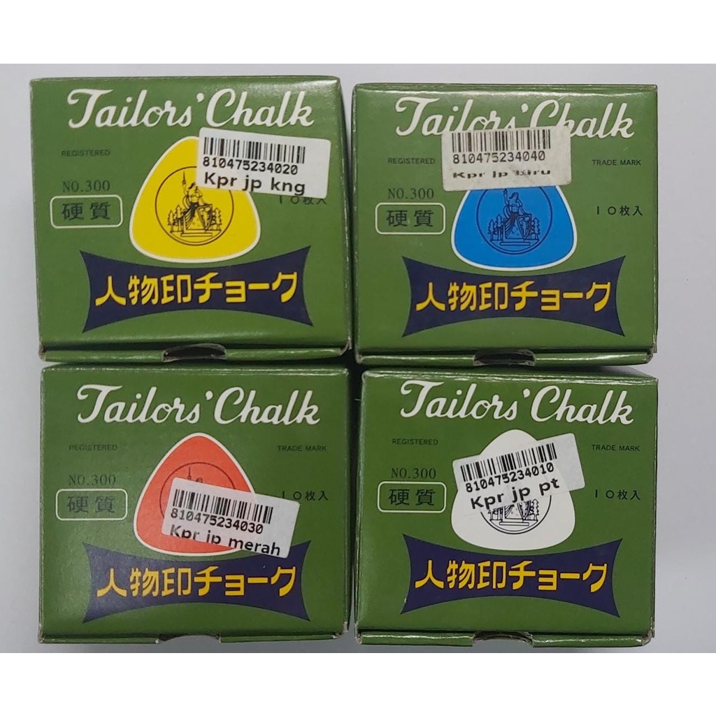 Kapur jahit Jepang Tailors Chalk Jinbutsu Chalk Tokyo Japan - model segitiga (1kotak 10pcs)