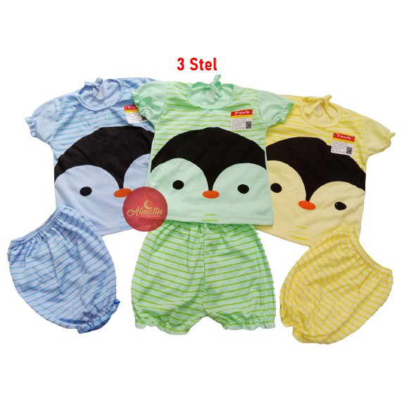 3 Stel Baju Bayi / Setelan Baju Pendek / Kaos Oblong Anak