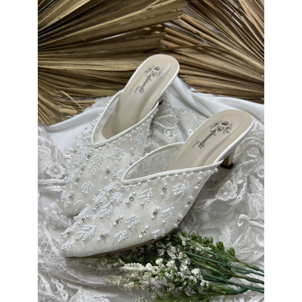 sepatu pengantin wanita Marisa putih 5cm lancip