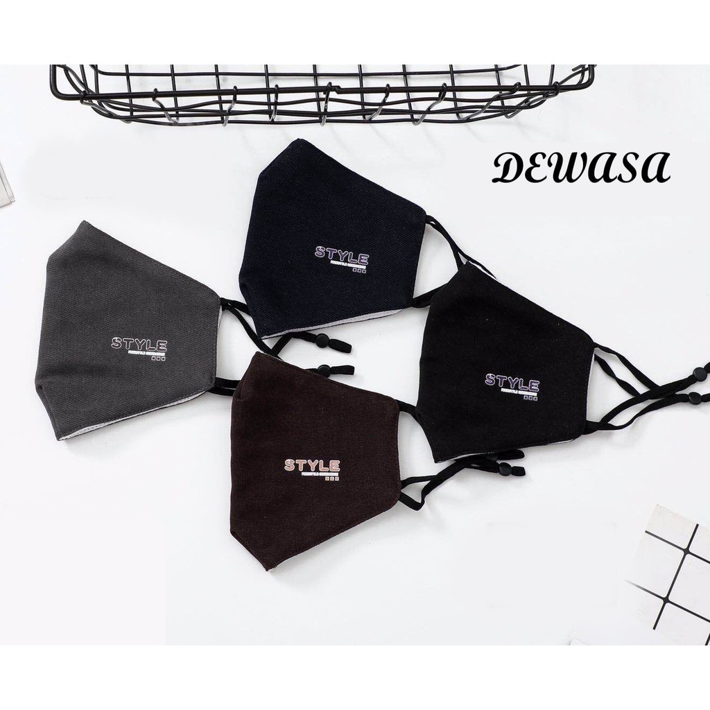 Masker mulut dewasa import motif Style Kain High Quality cotton earloop adjustable Fashion mask COD