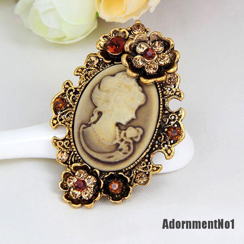 (Adornmentno1) 1pc Bros / Pin Gaya Victoria Motif Cameo Aksen Kristal Untuk Aksesoris Wanita / Pesta Pernikahan