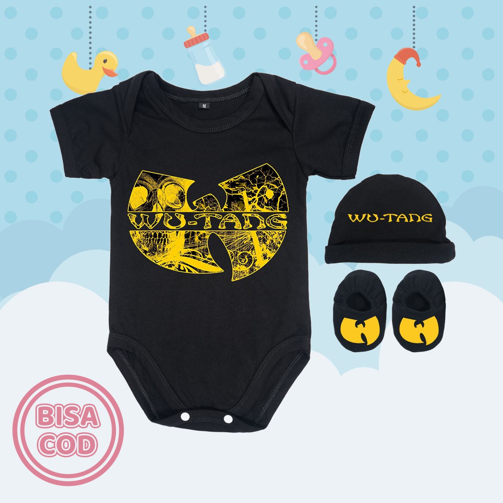 Baju Kodok Jumper Bayi Set Sepatu dan Topi Grup Musik Hip Hop Wutang Clan