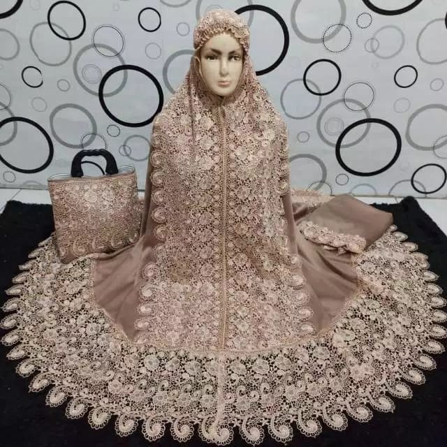 Mukena Sutra Prada Princess Brownis Prada RENDA KEONG MUKENA HANTARAN JUMBO MUKENA SESERAHAN JUMBO T