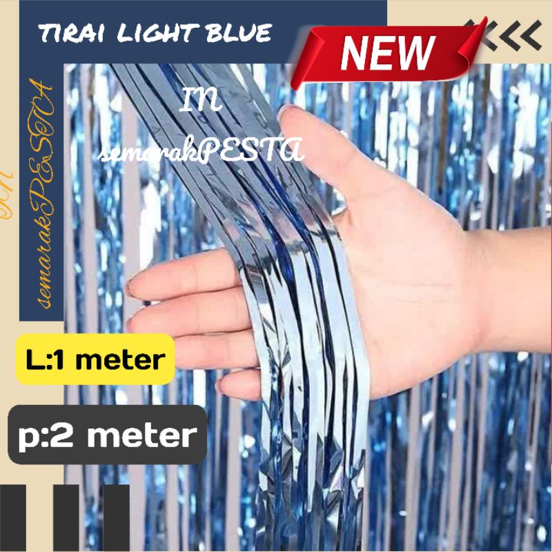 background biru muda, tirai dekorasi, tirai ultah