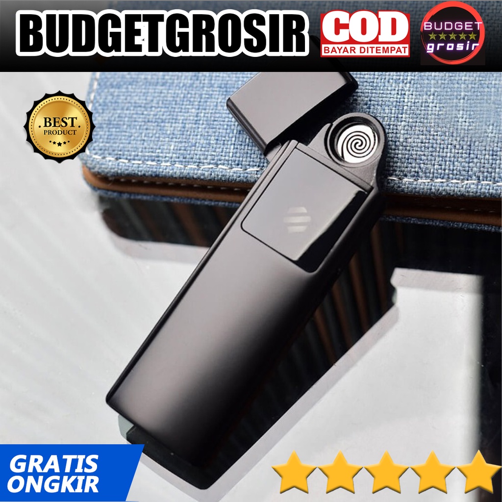 Korek Api Elektrik Touch USB Rechargeable Windproof Lighter - Black