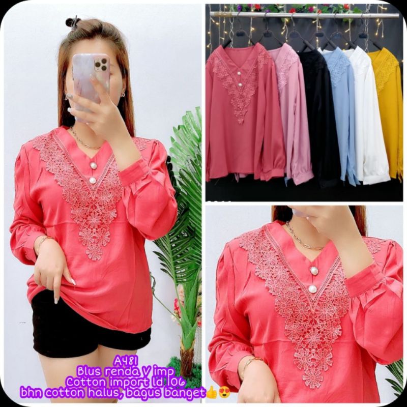 Blouse Sage katun import gambar kedua