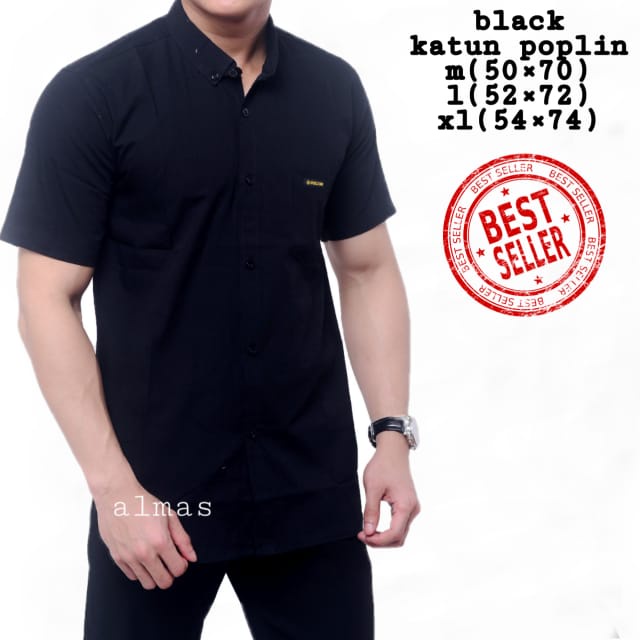 ALJOSA kemeja pria lengan Pendek NAVY polos distro baju cowok d6296