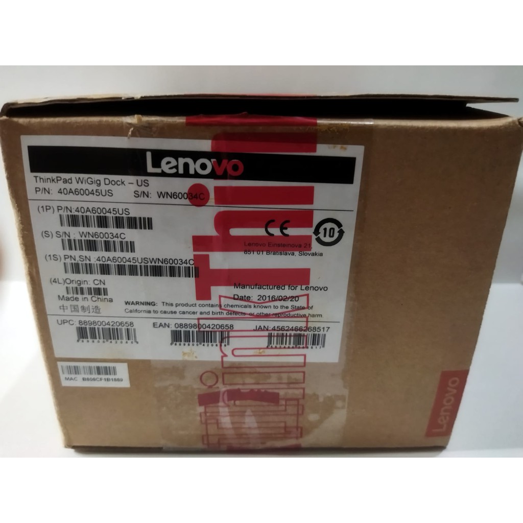 Lenovo Thinkpad Wigig Dock 40A60045 For X1Gen4 X1 Yoga T460 X260