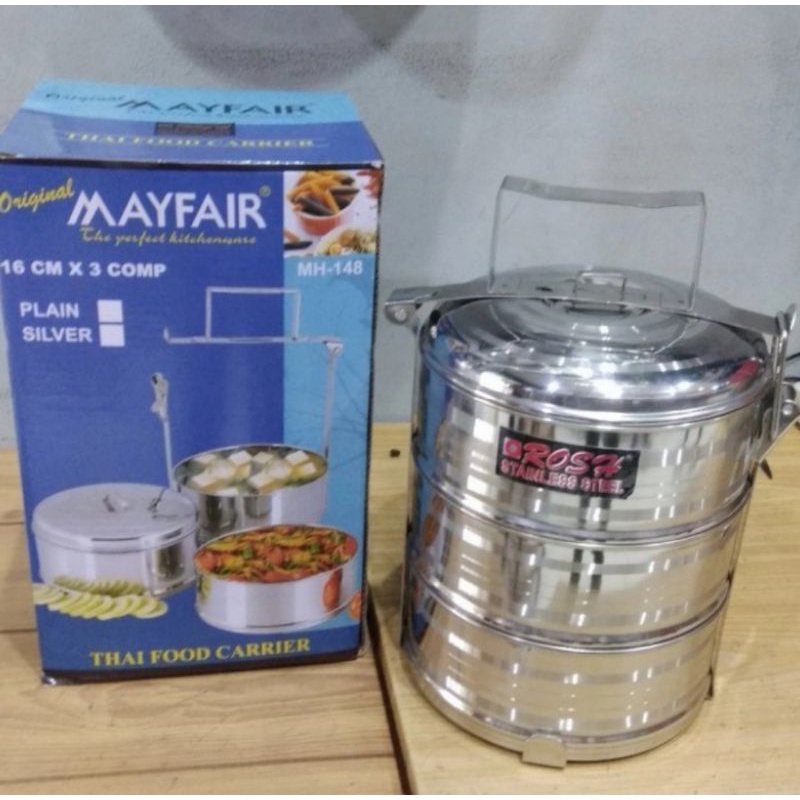 rantang rosh jepit 16cm susun 4 stainless steel / rantang makanan bekal stainless 4 susun / rantang stainless jepit