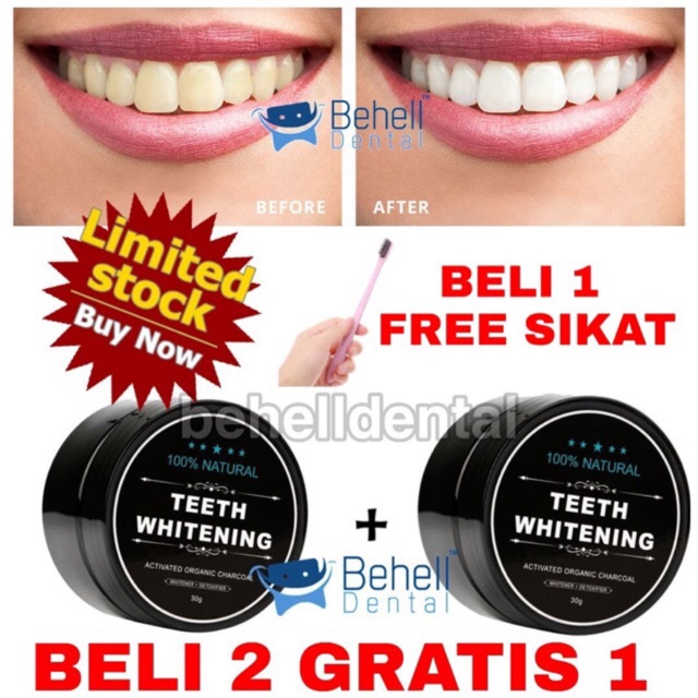 ORI PEMUTIH PENGHILANG KARANG GIGI CHARCOAL ACTIVATED TEETH WHITENING BLEACHING CARBON KARBON ARANG